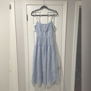 Light Blue Fit & Flare Corset Maxi Dress